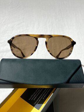 STATE Optical Co. Diversey Sun Aviator Sunglasses 54-20-145 Brown Good Used